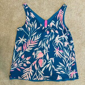 Lilly Pulitzer Florin Reversible Sleeveless V-Neck Tank - Turquoise - Size Small